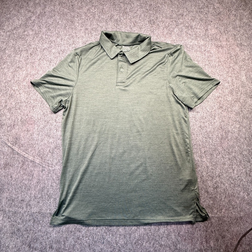 32 Degrees Polo Shirt Men M Cool Tech Poly Spandex Green Space Dye